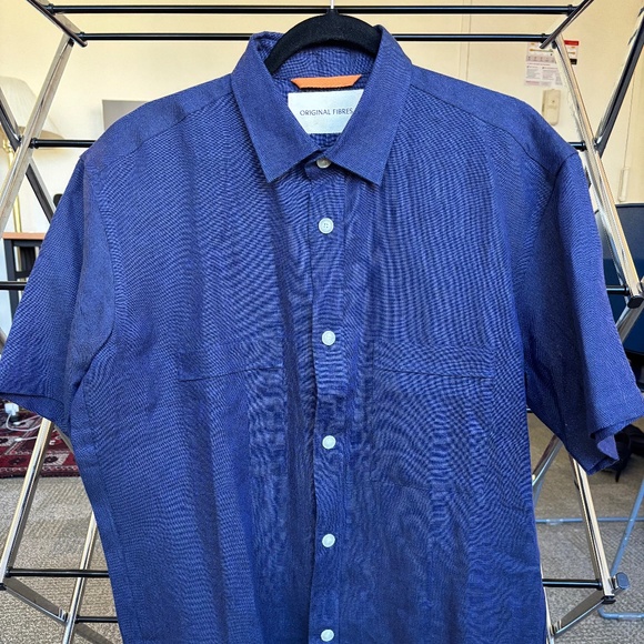 Original Fibres Linen Utility Shirt Navy M NWOT - Picture 2 of 8